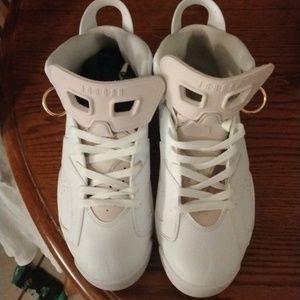 Jordan 6 pink)white and gold touch
